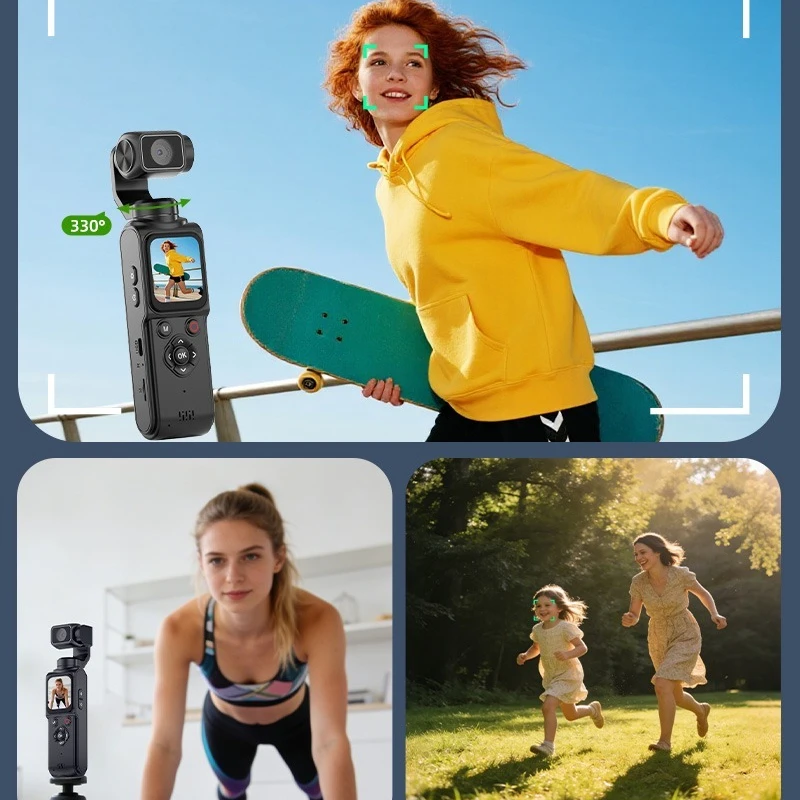 

180 ° Поворотная Wi-Fi камера 1080P для спорта и видеоблогинга, карманная портативная камера-рекордер POV с записью на карту памяти