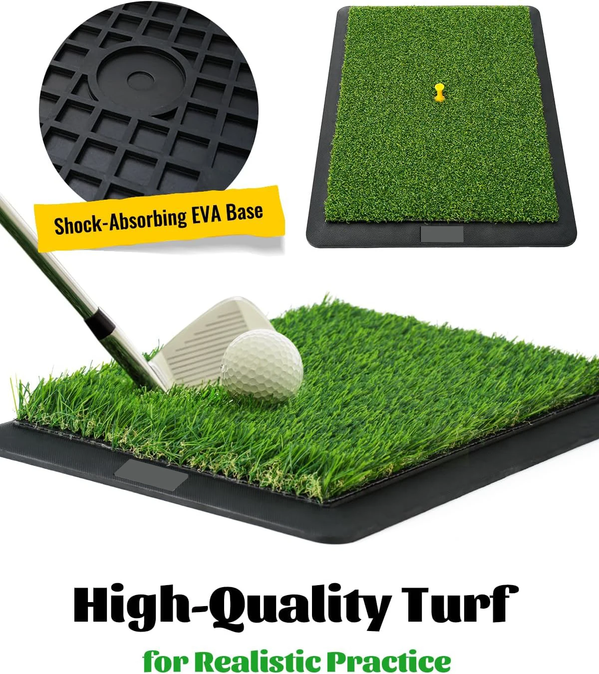 

Коврик для тренировок по гольфу для тренировок и тренировок — сменные поверхности для газона, нескользящая резиновая основа для использования в помещении и на открытом воздухе, включает в себя