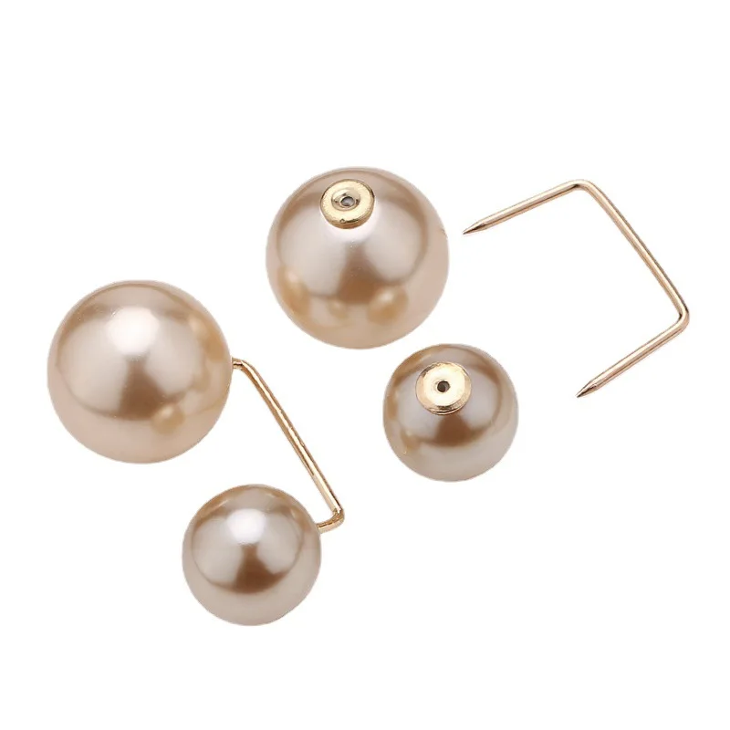 Großhandel Doppel Perle Metall Brosche Für Frauen Kleidung der Zubehör Feste Sicherheit Pin Schal Clip Kleid Dekoration Perle Schmuck – Detail 6