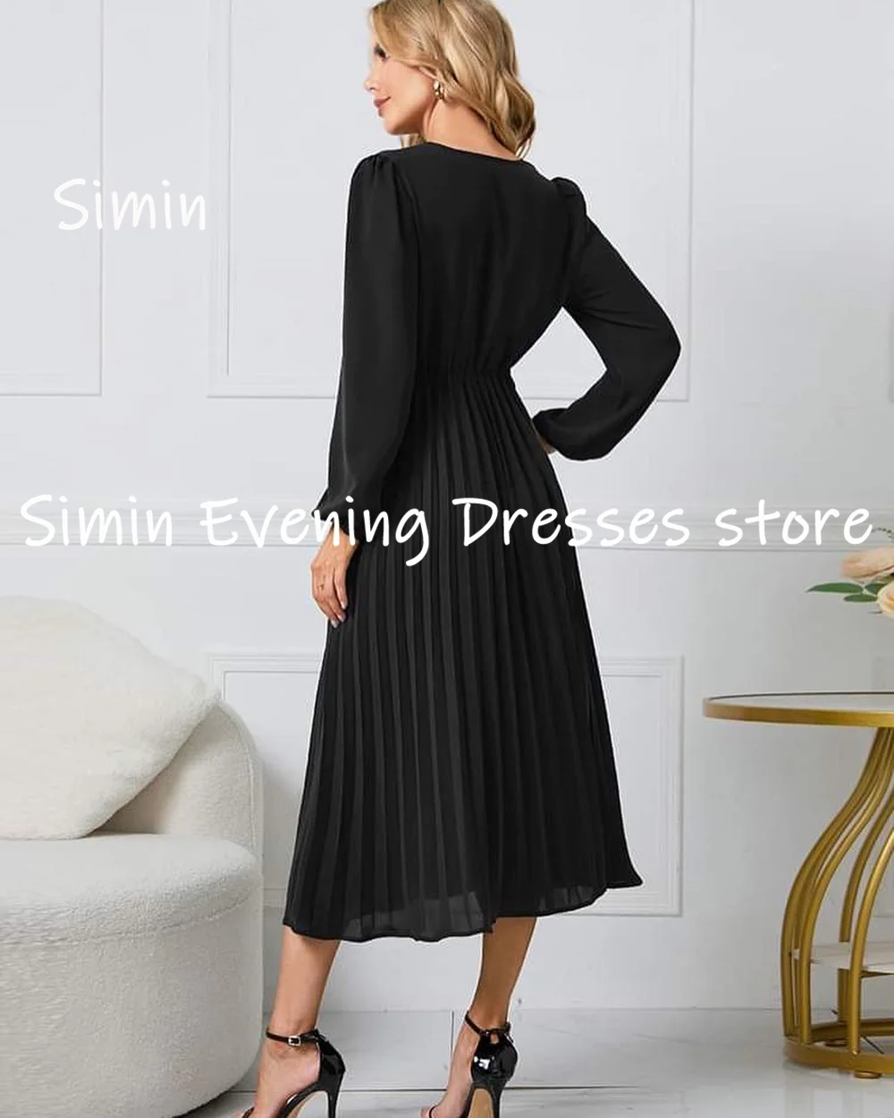 Simin-vestido de noite em chiffon para mulheres, querida Ruffle, popular comprimento de chá, vestidos de festa elegantes, baile formal, 2023