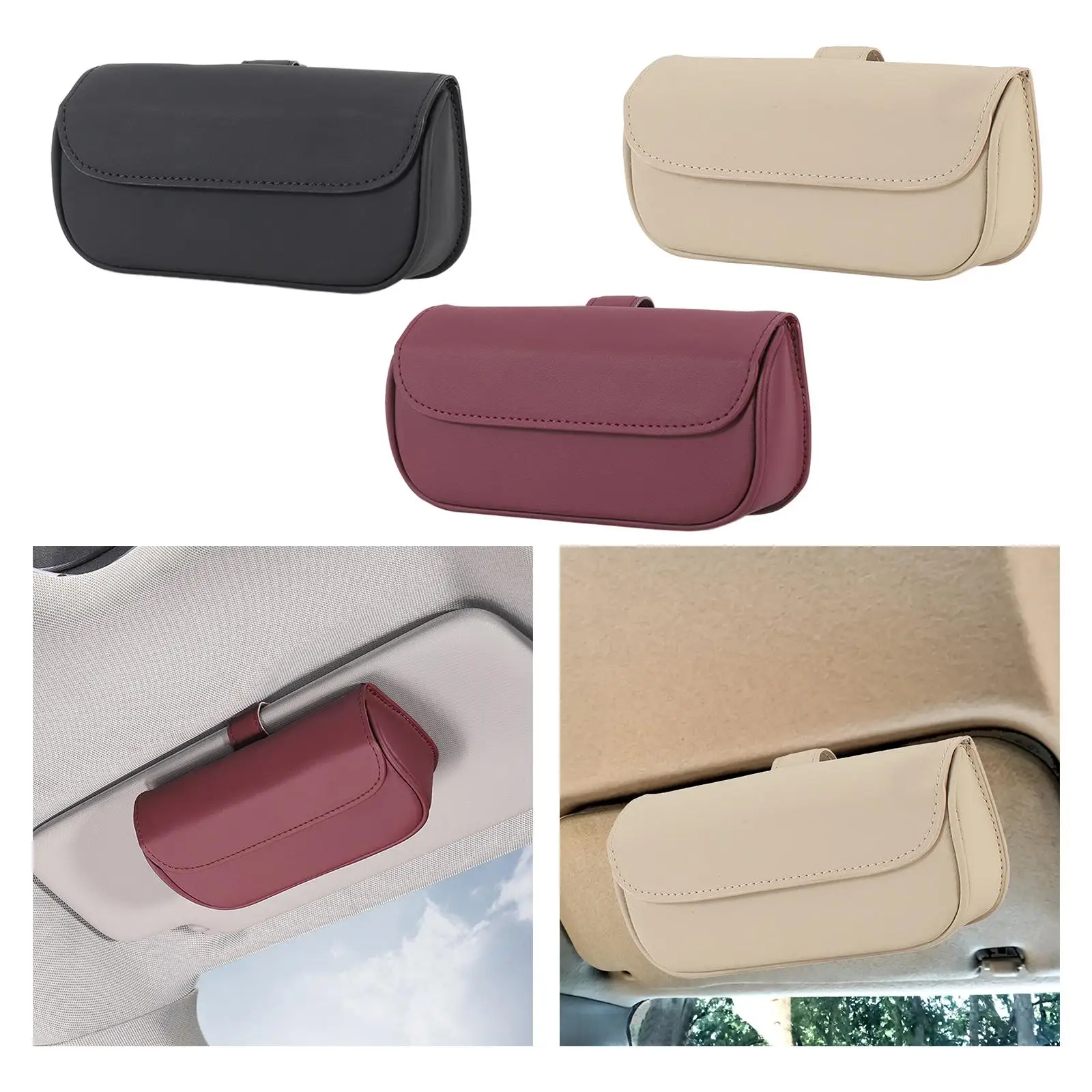 

Car Visor Sunglasses Case Holder Eyeglasses Storage Box Durable 17.5x8x5cm