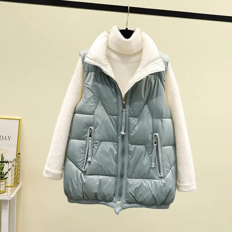 2023 New Winter Women Sleeveless Coat White Duck Down Vest Casual Warm Short Puffer Waistcoat Female Windproof Gilet