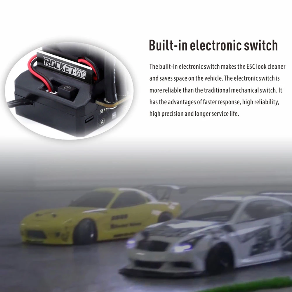 ROCKET-RC 130A Sensored Brushless ESC 6V/5A BEC mit Lüfter für 1/10 RC Car 380/390/540 Motor – Detail 19