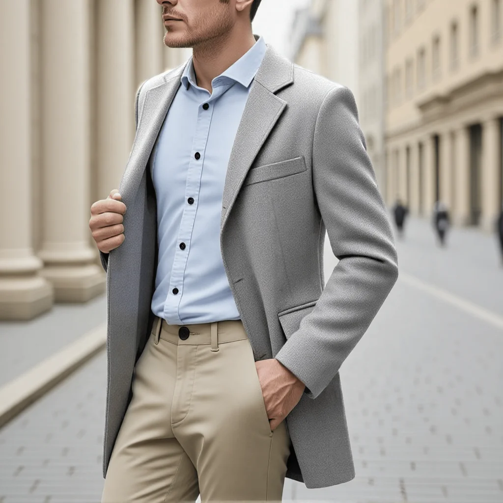 Men's Thickened Single-Breasted Woolen Overcoat, Windproof Winter Coat with Excellent Warm Performance - Woolen Blends Jacket