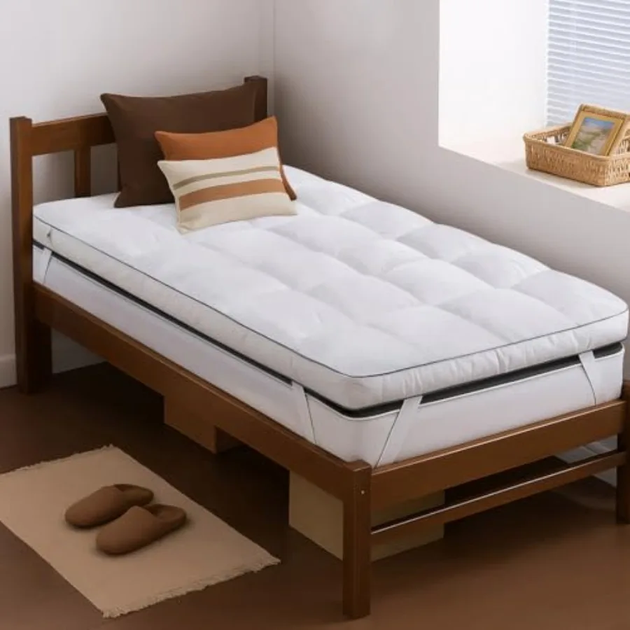 

Mattress Topper, Extra Thick 3D Snow Alternative Down Pillow-Top Cooling Mattress Pad Bed Cover Mattress Topper, Hotel Quality,