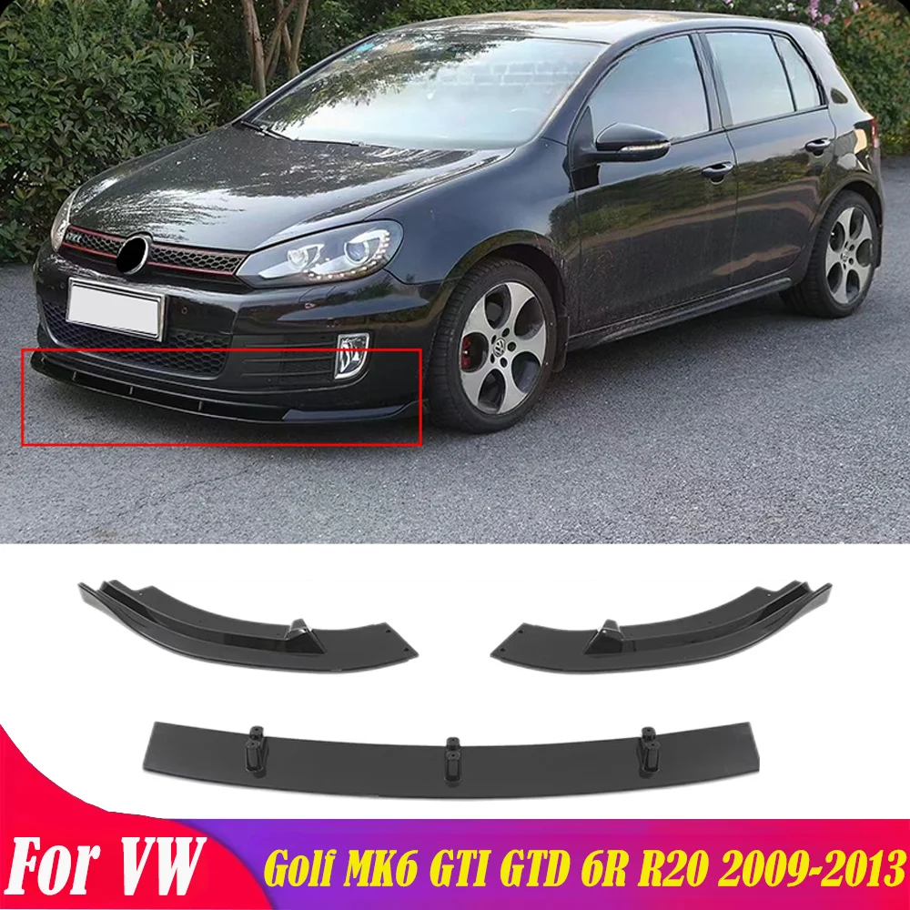 

Gloss Black Maxton Style Car Front Bumper Lip Spoiler Splitter For VW Golf MK6 GTI GTD TSI TDI MPI Standard 6R R20 2009-2013