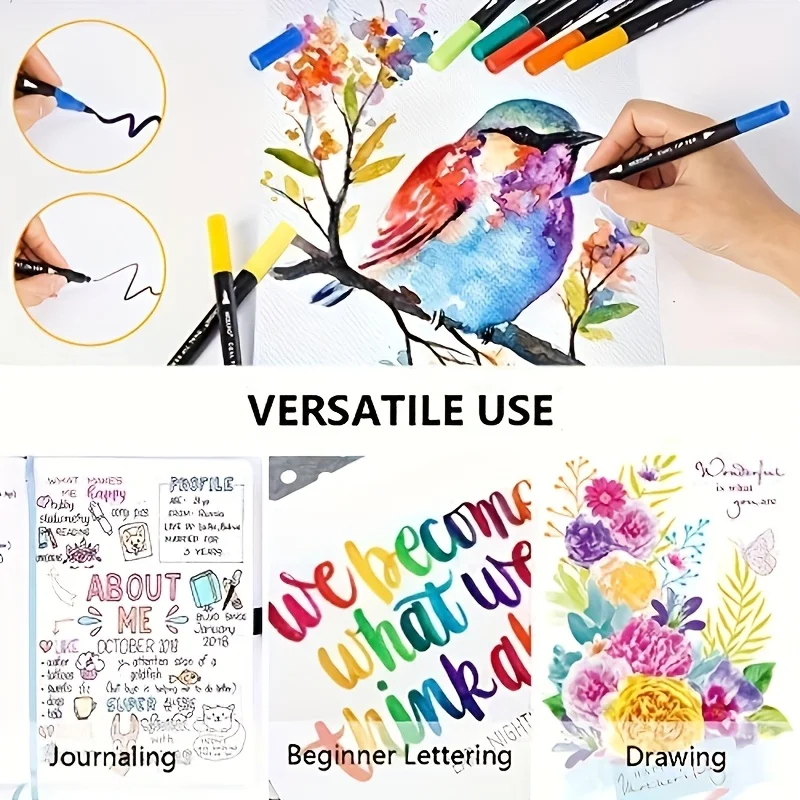 LOLEDE 60 Colors Double Head Markers Tip Art Supplies Drawing Brush Pen Colors Set For Gift Pens Pencils Writing Office School view 3