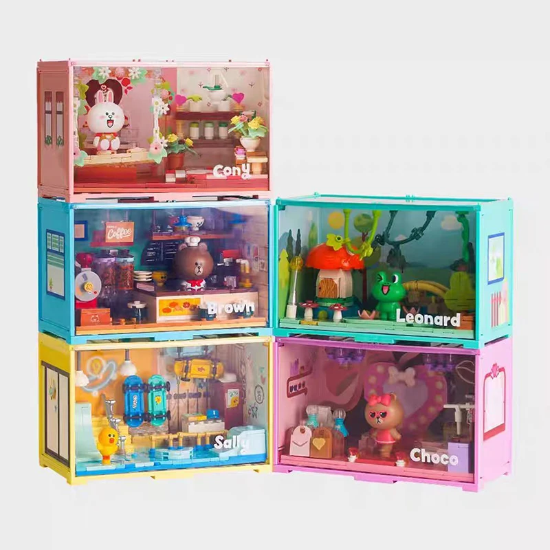 

Linefriends Bown Building Block Assembly Box Toy Peripherals Home Decorations Cute Ornaments Gift Toy Collectibles