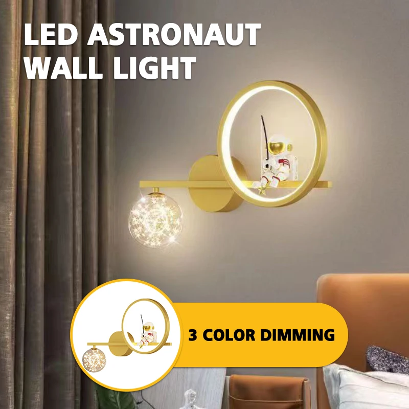 Lâmpada de parede LED moderna para crianças, projetor estrela, iluminação decoração, quarto criativo sconce, espaço astronauta parede luz, AC85-265V