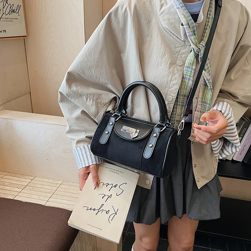 LEFTSIDE Vintage Small Faux Suede Shoulder Bags for Women Bucket Crossbody Bag 2025 Winter Luxury Designer Handbags and Purses image 3