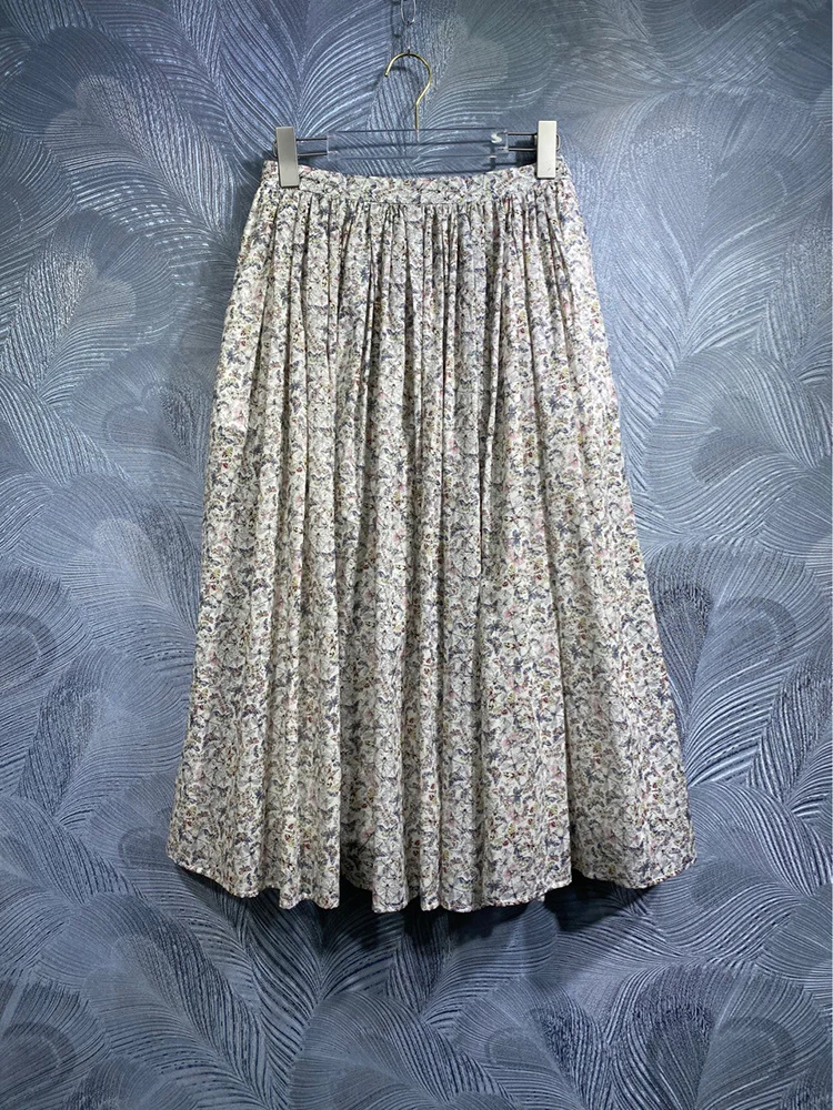 Women's Empire Half Dresses, 100% Cotton Printing Skirt, High Street, Party, Holiday Expansion