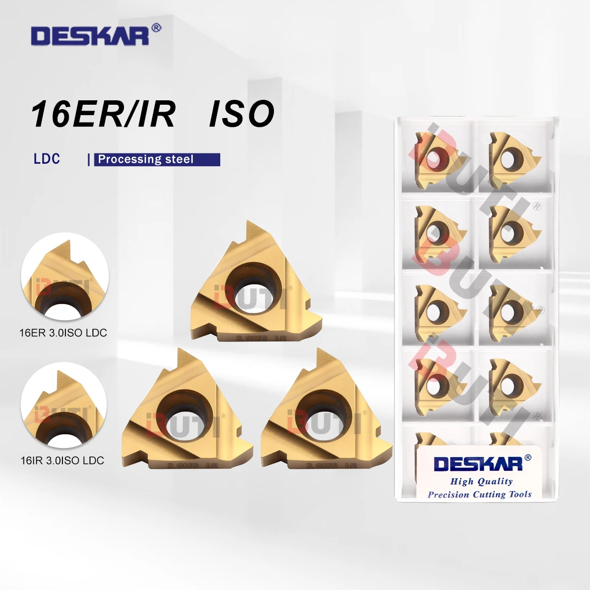 

DESKAR 100% CNC Thread Cutting Blade Series 16ER 16IR 1.0 1.25 1.5 1.75 2.0 ISO 2.5 ISO 3.0 ISO 3.5 ISO LDC Machining Steel Part