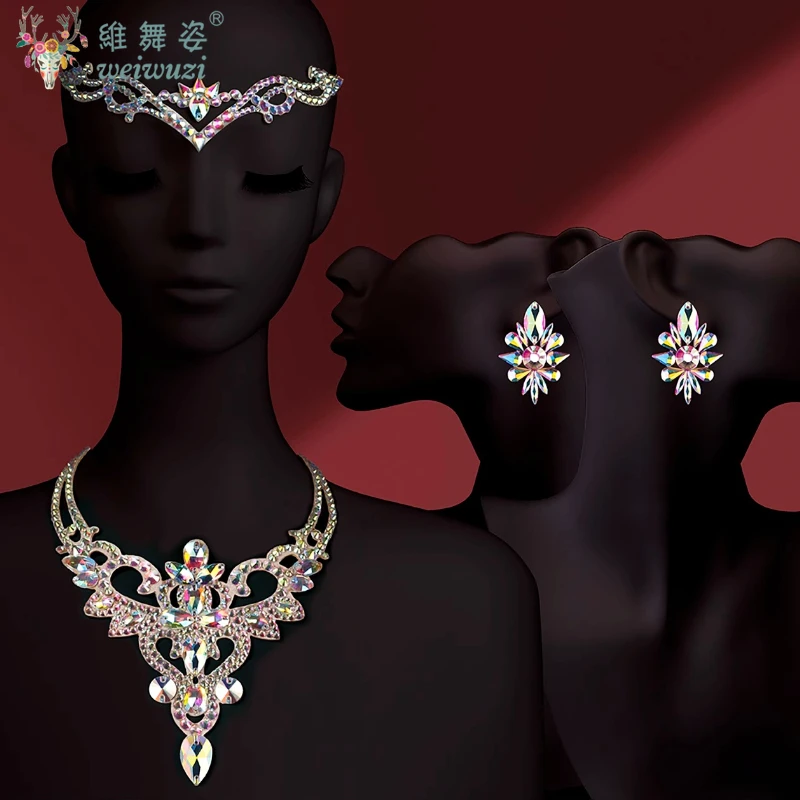 

BellyDance Competition Accessories Women's Necklace+Earrings+Headwear 3pcs Adult and Children Oriental Dance Performance Jewelry