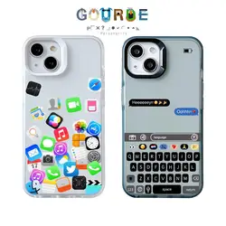 Gourde Funny Case Icons Keyboard Pattern Clear Frosted Casing for Iphone 15 14 12 13 11 Pro Max IP 7 8 Plus Iphon X XS XR Xs Max