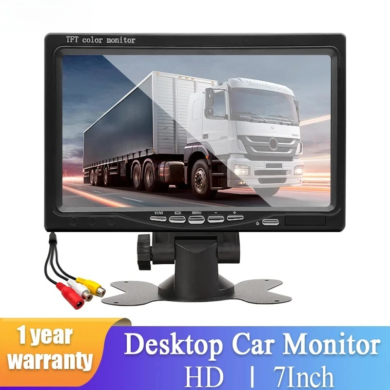 7 Zoll Auto-Monitorbildschirm für Rückfahrkamera HD Digital 2-Wege-Videoeingang Rückansicht 9V-36V TFT LCD Parksystem