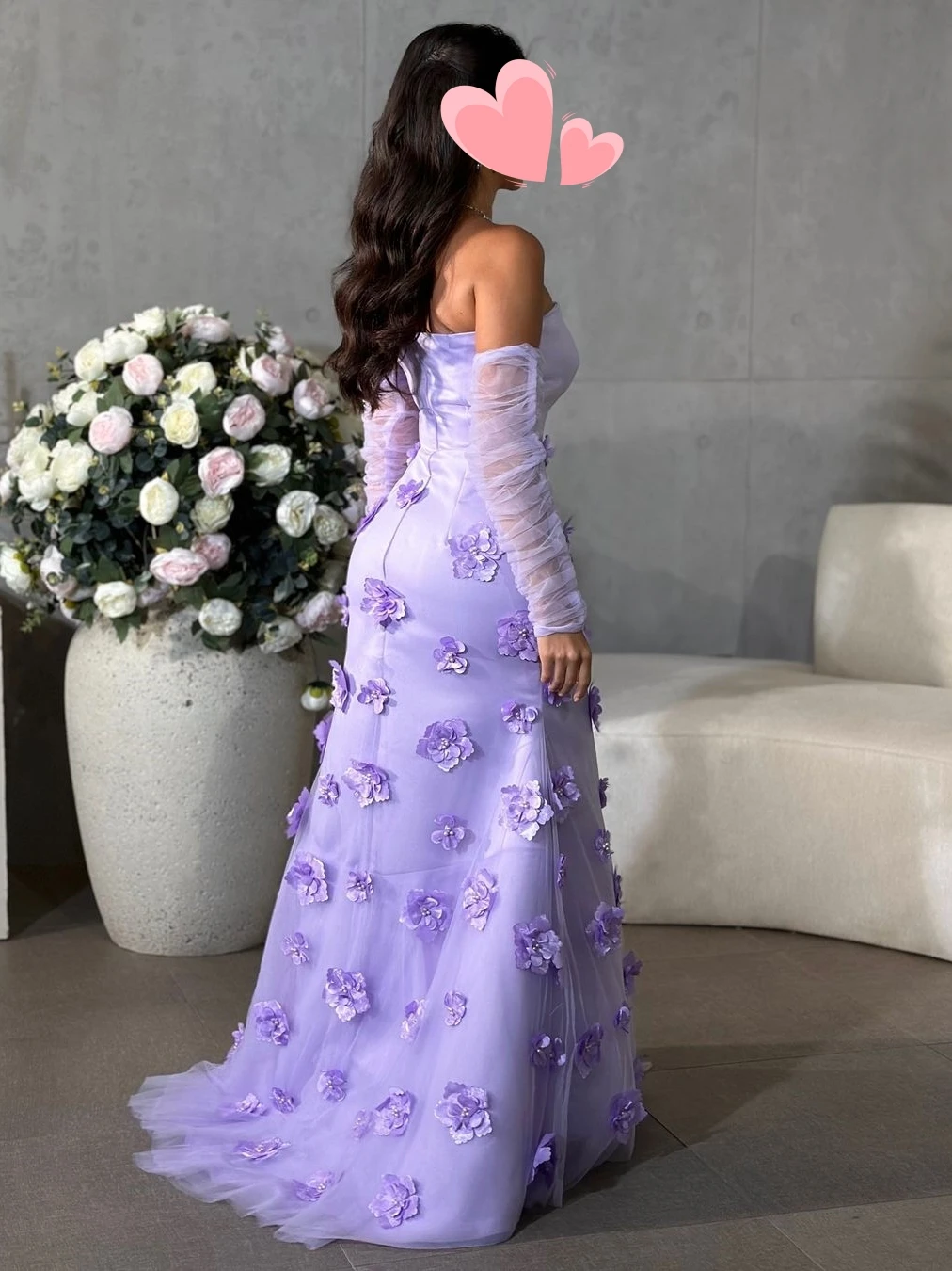 Other Shore Elegant Vintage Sweet Lilac Purple Mermaid Flowers Beads Customize Formal Occasion Prom Dress Evening Party Gowns