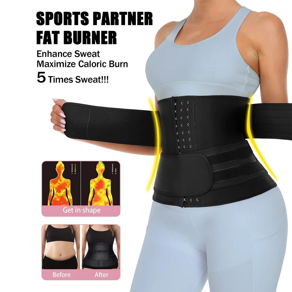 GENGGAO 1PCS Men Women Workout Waist Trainer Corset Neoprene Sauna Sweat Trimmer Cincher Belt Extra Belly Compression Belts