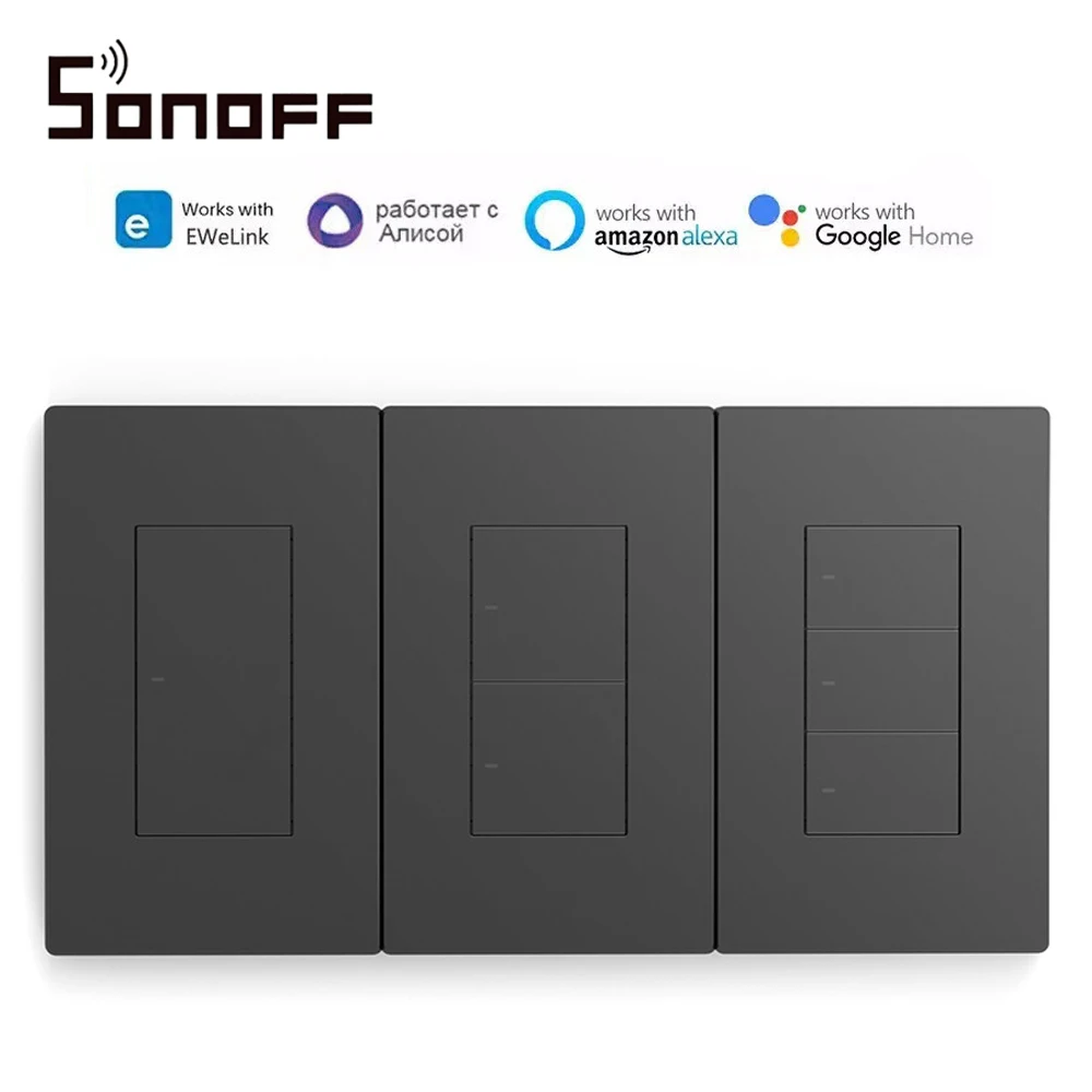 SONOFF M5 Smart Wall Switch US 120 Type 1/2/3 Gang Push Button Switch Frame Remote Control Alexa Google Home Alice Siri Voice