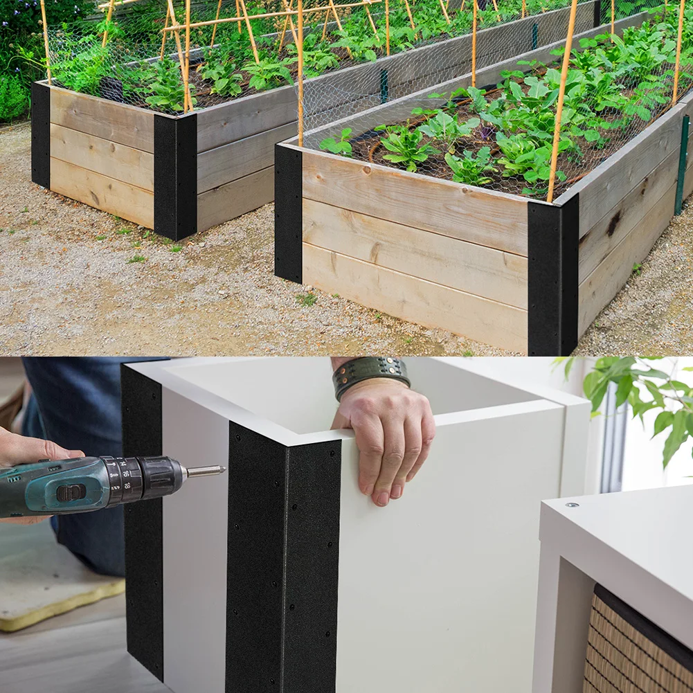 Staffe angolari per letto da giardino rialzate da 4 pezzi con viti Staffe angolari da giardino in metallo Staffe angolari a forma di L in metallo per letto da 20-24 pollici