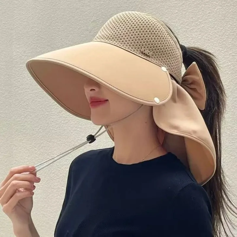 Summer Women Bucket Hat Outdoor Sun Bucket Hat Fishing Hiking Wide Brim Bucket Hat with Neck Cover 360° Sunscreen Caps - view 4