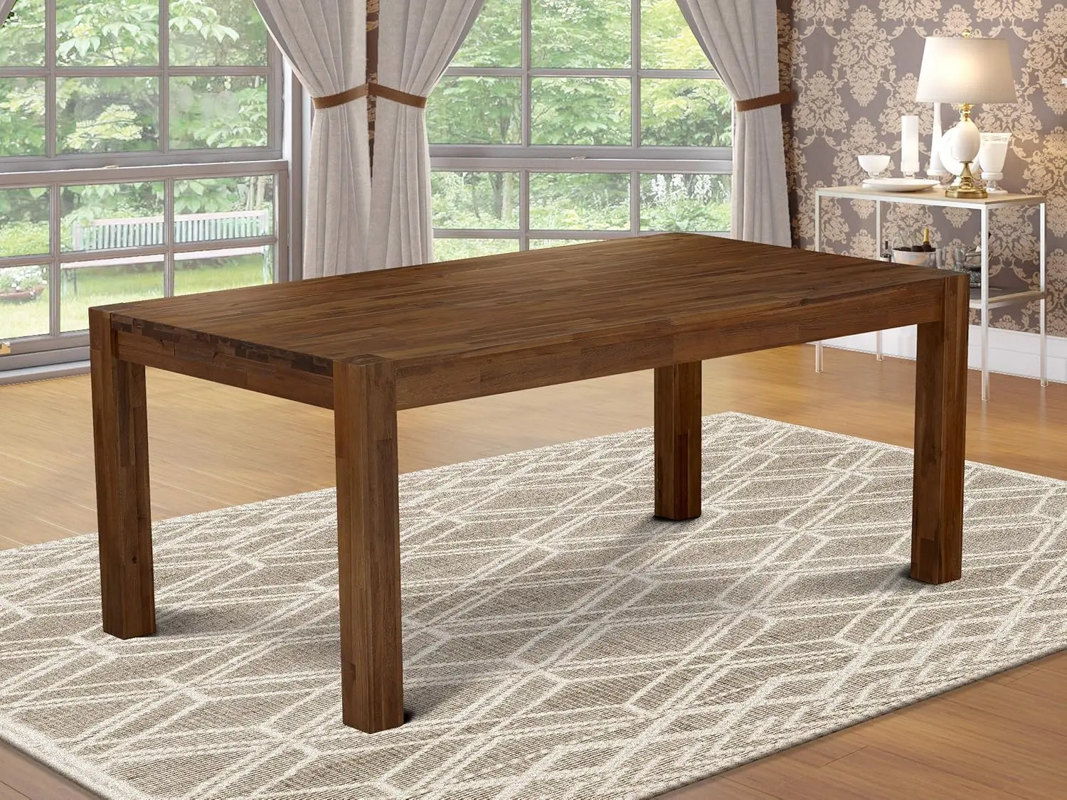 

East West Furniture LM7-0N-T Lismore, обеденный прямоугольный деревянный стол в деревенском стиле, 40x72 дюйма, орех