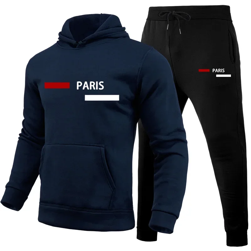 Men's Tracksuit Fashion Casual Hooded Sweatshirts Sweatpants Outdoors Sports Jogging Clothing Autumn Winter Single Hoodie Pants view 3