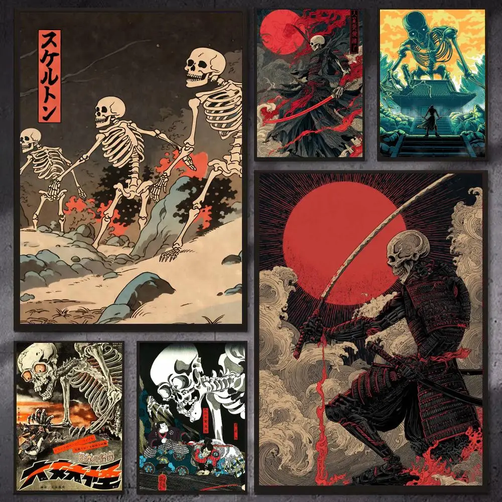 Japanese Rising Skeletons Poster PP Wall Decor Posters Celebrity Art Prints Aesthetic Wall Art Bedroom Office Home Gift