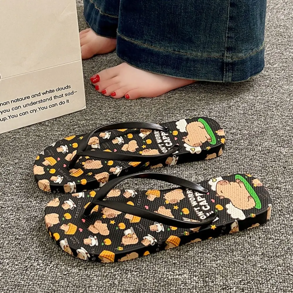 Fashion PVC Capybara Flip Flops Anti Slip Soft Sole Beach Slippers Shoes Cartoon Slides Sandals Beach