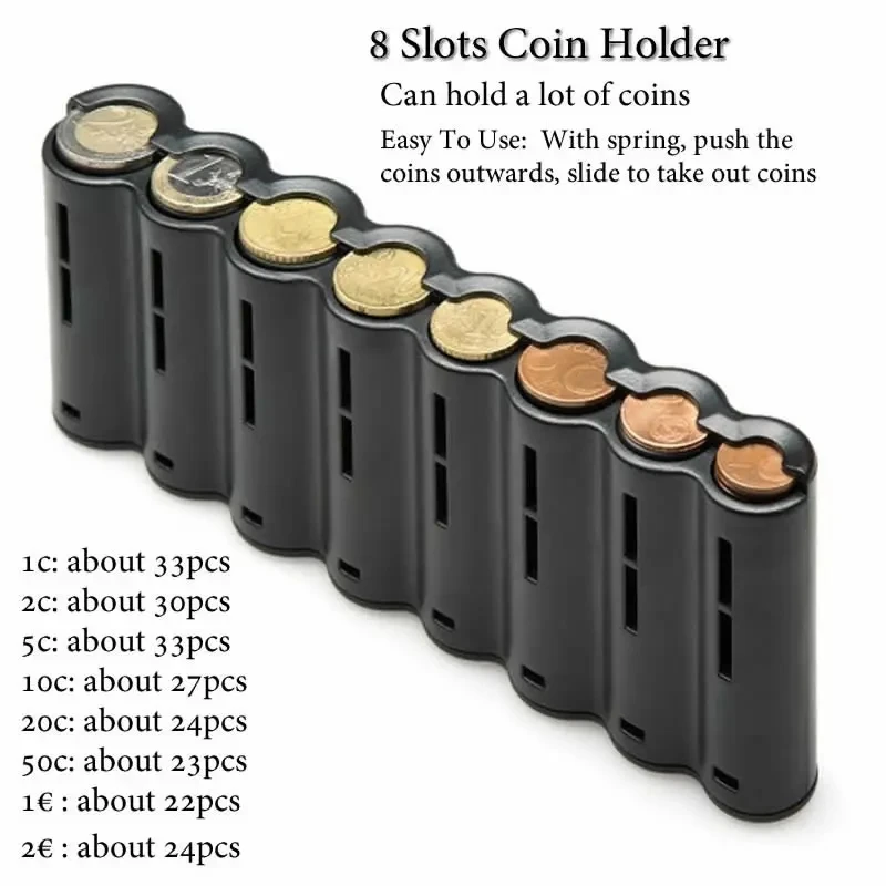 Portable Creative Coin Storage Money Box, Bolsa de garçom, Carteira de cintura, Multi bolso, Safe Cash Bills, Multi Pocket Driver, 8 Slots