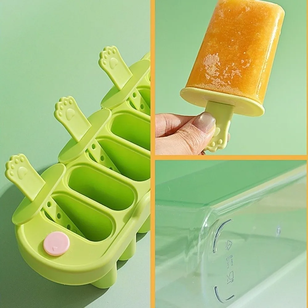 

Portable 6 Grids Silicone Ice Cream Mold Cartoon with Lid Ice Pop Maker Non-Stick Ice-lolly Mold Homemade Ice Cream
