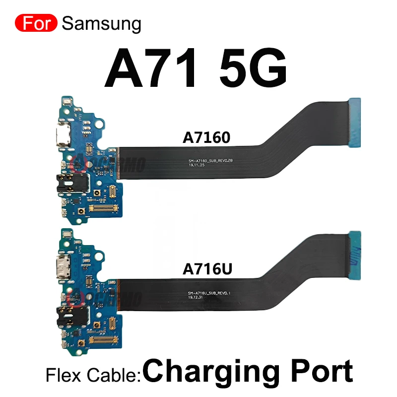 Para Samsung Galaxy A71 5G A716U A7160 Porta do carregador de carga USB com fone de ouvido Jack Flex Cable Peças de reposição