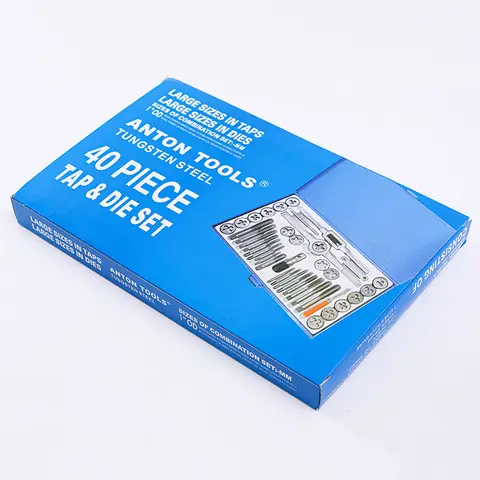 40-delars gängtapp och gänggängsats i tum 4-40 1/2-20, används för manuell invändig och utvändig gängtappning och reparationsverktygskombinationer 10 best sales gängtapp och gängskär för trä - №3