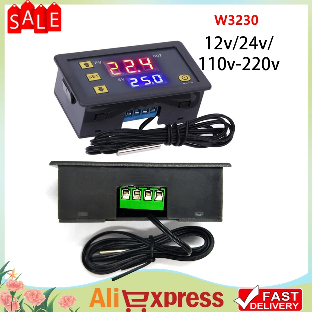 W3230 Mini Digital Temperature Controller 12V/24V/110V-220V Thermostat Regulator Heating Cooling Control Thermoregulator