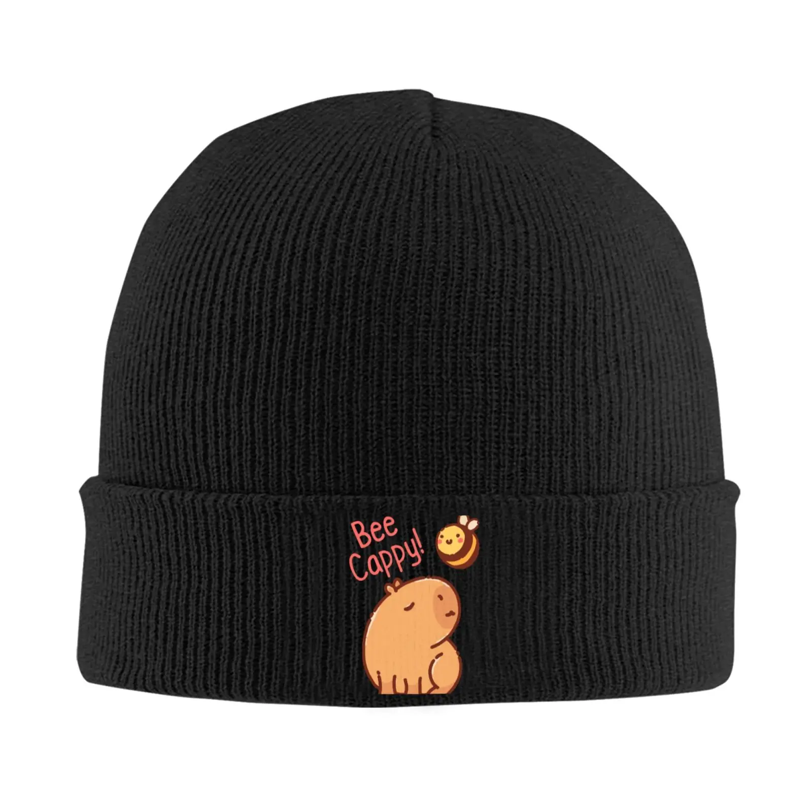 

Bee and Capybara Thermal Vintage Look Hats Autumn Winter Beanies Baggy Cap Female Male Knitted Hat New Hip Hop Warm