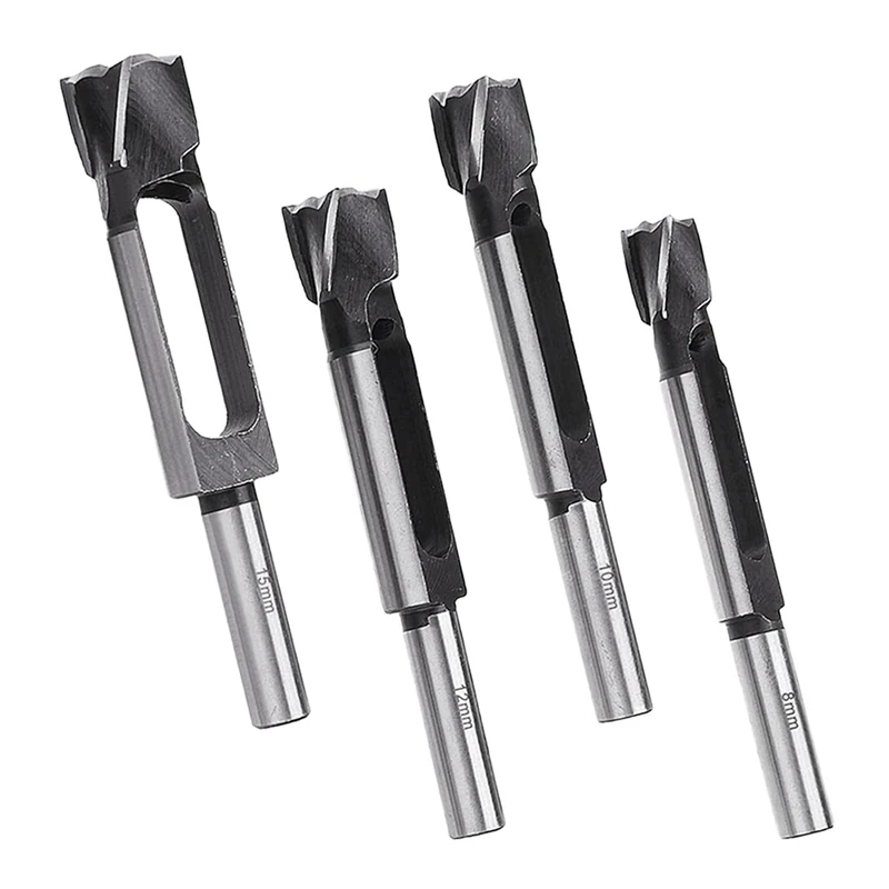 4 PCS 8/10/12/15Mm Wood Dowel Plug Cutter With 13Mm Shank, Tenon Dowel Cutting Tools Woodworking Drill Bit-Fishing Store