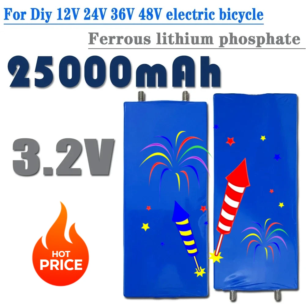 

2025 3.2V 25Ah LiFePO4 Battery Cell 25000mAh Lithium Iron Phosphate Deep Cycles for Diy 12V 24V 36V 48V Solar Energy UPS Power