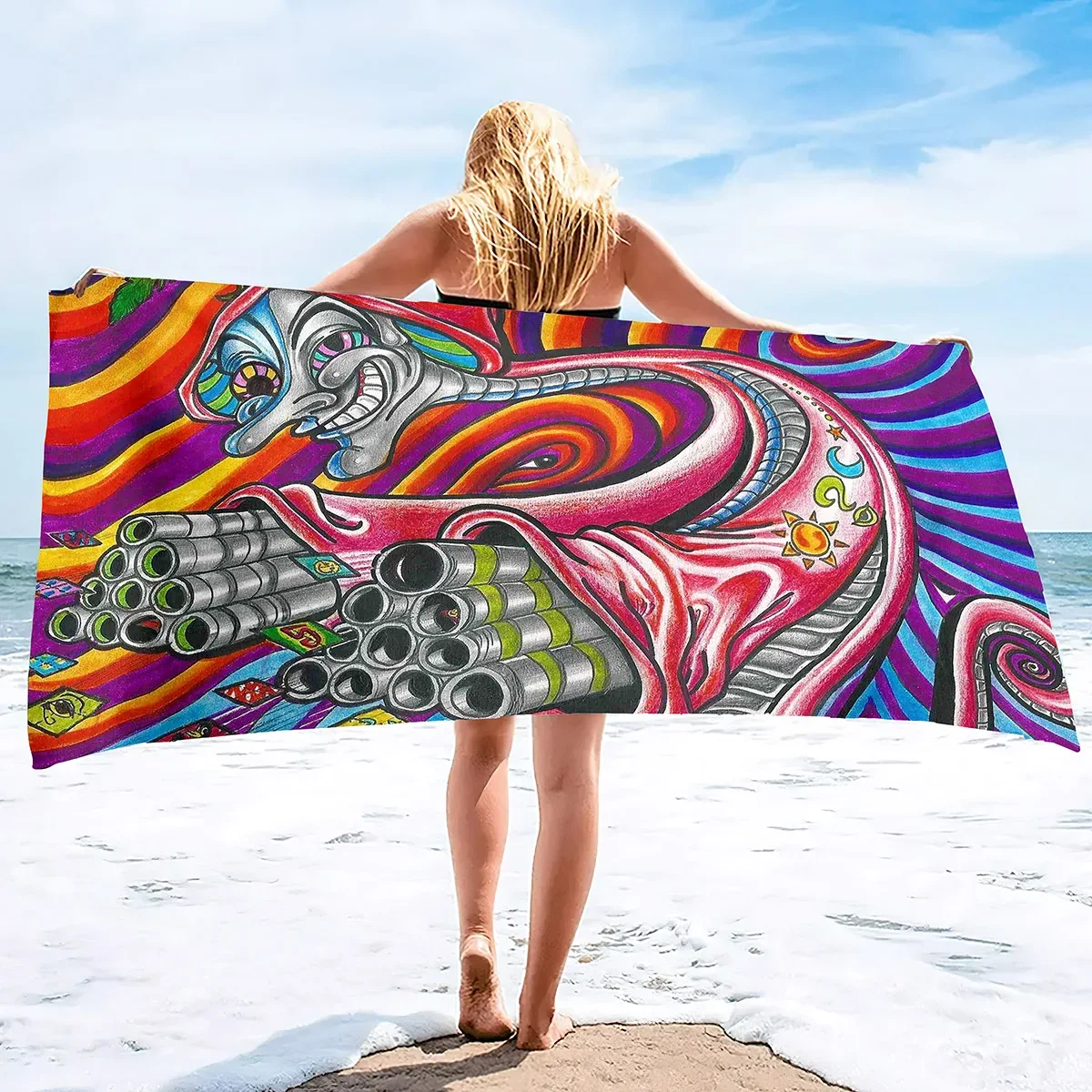 Graffiti Beach Towels Pool  Large Sand Free Microfiber Oversized, Quick Dry Lightweight Bath Swim