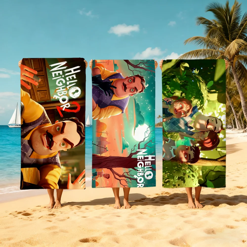 Divertida Toalla de Playa con Diseño de Horror H-Hello Game N-Neighbor, Secado Rápido, Suave, para Piscina, Regalo para Viajes, Gimnasio, Ducha, Campamento, Deportes