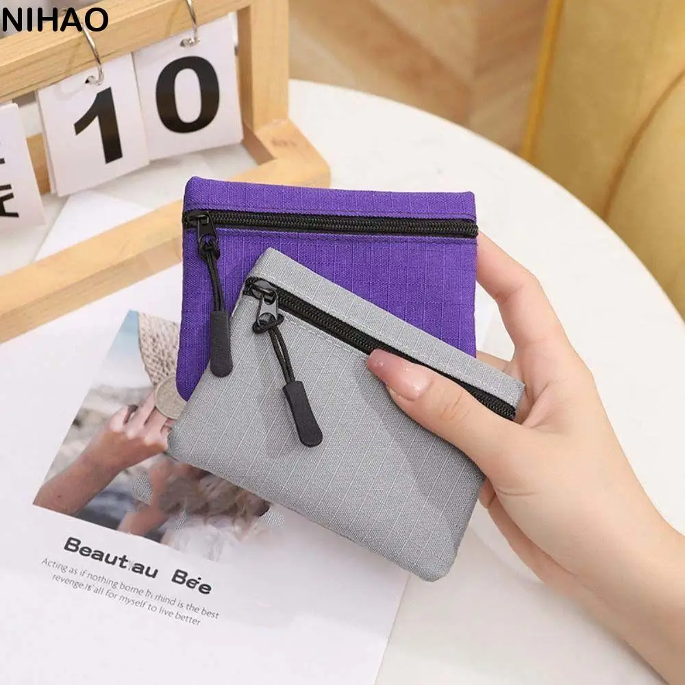 

Casual Korean Style Ox Cloth Coin Purse Zipper Solid Color Small Item Bag Wallet Coin Purse Card Storage Bag Outdoor