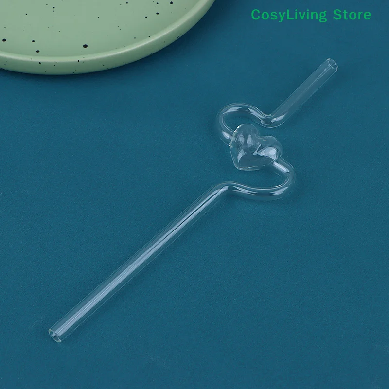 1Pc Transparent Heart Straw Reusable Love Straw Glass Drinking Straws Bubble Tea Straws Household Bar Accessories