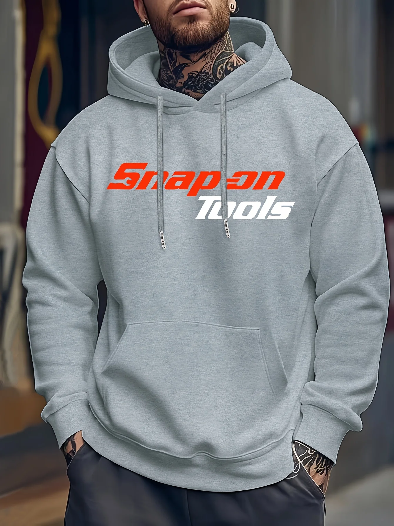 Sudadera con capucha casual para hombre con estampado llamativo "SNAP ON TOOLS" sudadera con capucha de estilo regular
