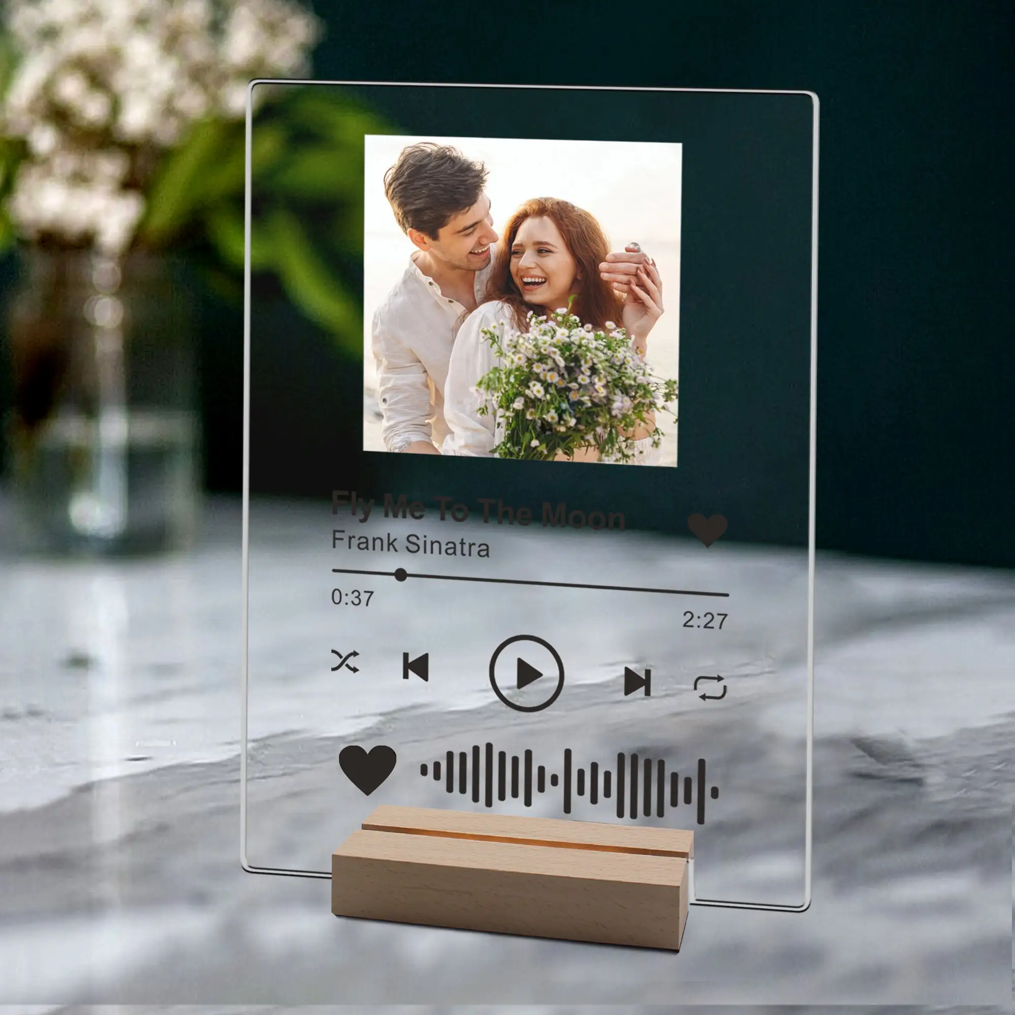 Customized 3D Photo Night Light Music Song Plauqe Acrylic A5 A6 Code Desk Lamp Decor Valentine\'s Day Lover Gift Stepless Dimming