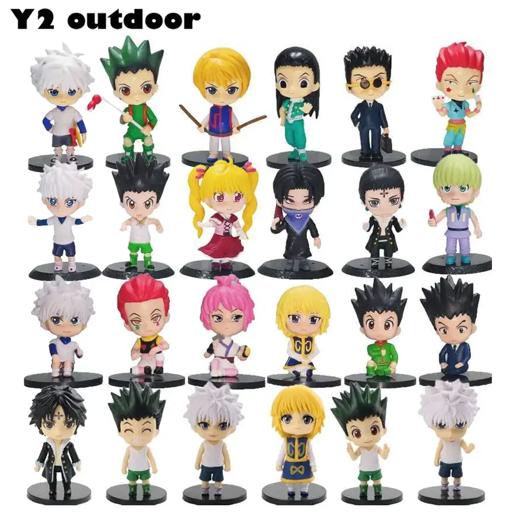 6 pçs/set anime caçador x caçador figura gon freecss killua zoldyck kurapika hisoka figura caçador x caçador killua modelo brinquedos