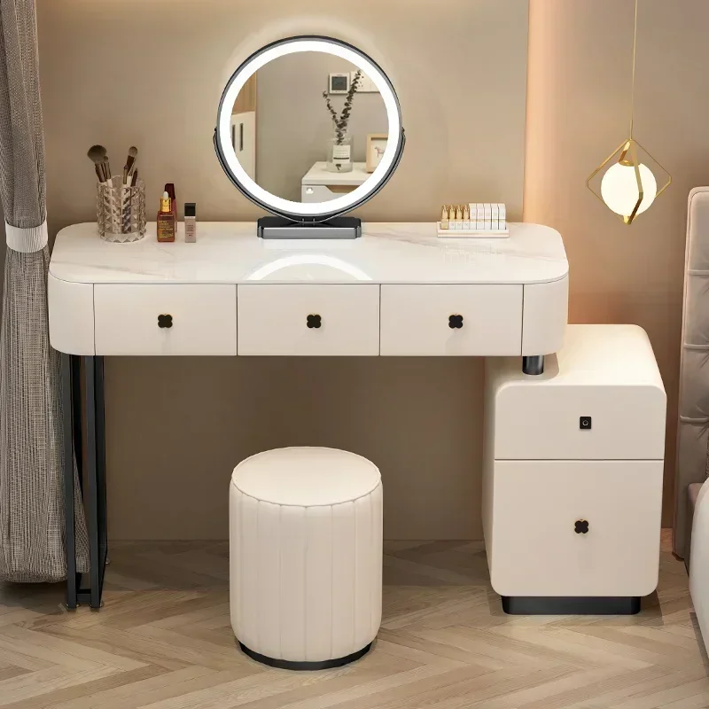 

High Gloss White Vanity Desk With LED Mirror And Storage Perfect For Modern Bedrooms Furniture Bedroom Dressing Tables Mirror