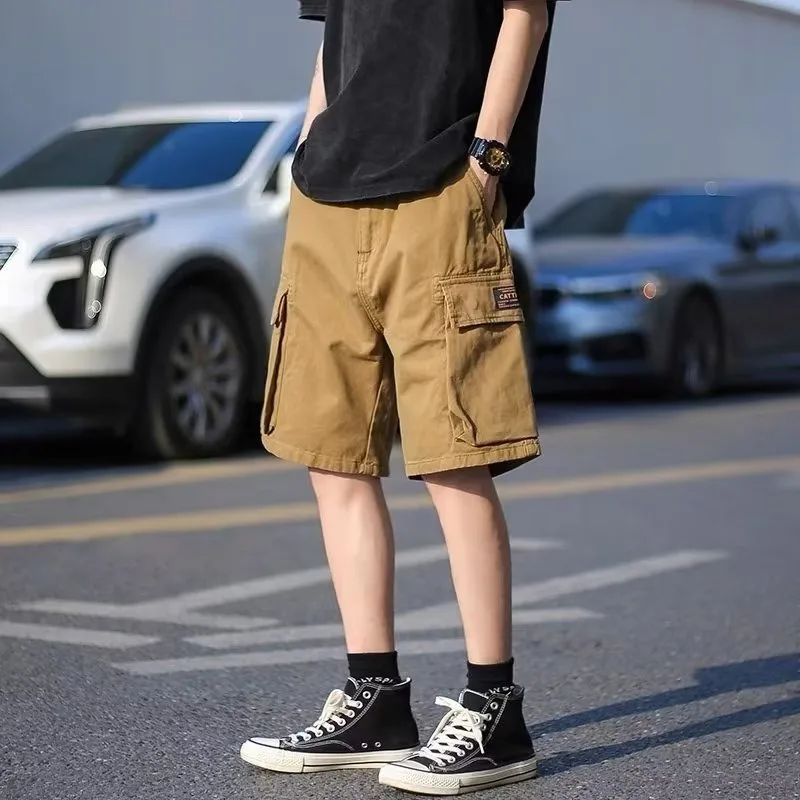 

Повседневные шорты, мужские модные брендовые свободные повседневные модные брюки средней длины, универсальные брюки с пятью точками в корейском стиле, короткая обувь
