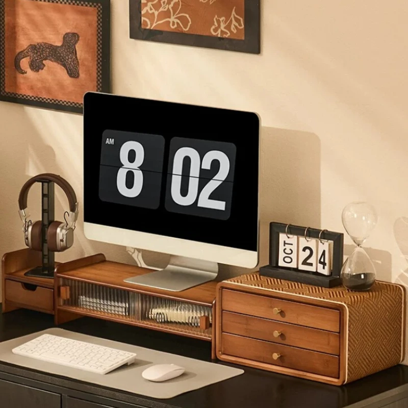 Desktop Monitor Stand Riser Computer Screen Elevator Bracket Desk Storage Organizer Box Office Table Display Shelf for Workspace