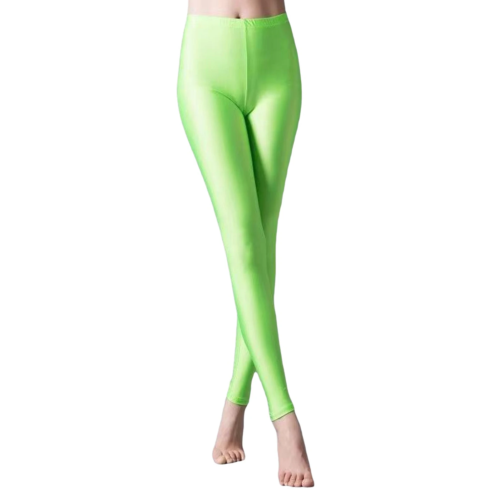 Hoge elastische glanzende skinny legging dames glanzende metallic broek slim fit elastische panty workout legging sport fitness yoga broek