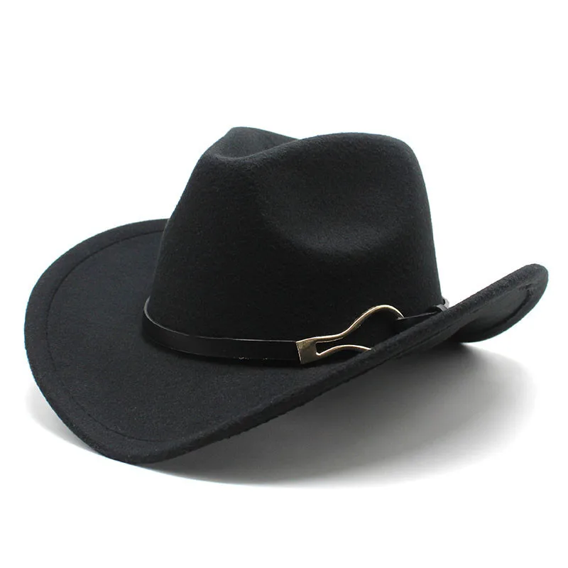 

Hot Sale Top Hat Metal Western Denim Top Hat Rolled Brim Men And Women Vintage Riding Hat Woolen Felt Hat