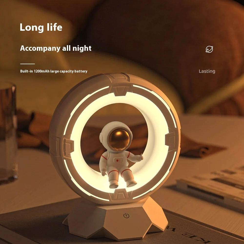3Color USB Rechargeable Astronaut Night Light 3 Brightness Levels Spaceman Bedroom Lamp for Sleep Kids Room Decor