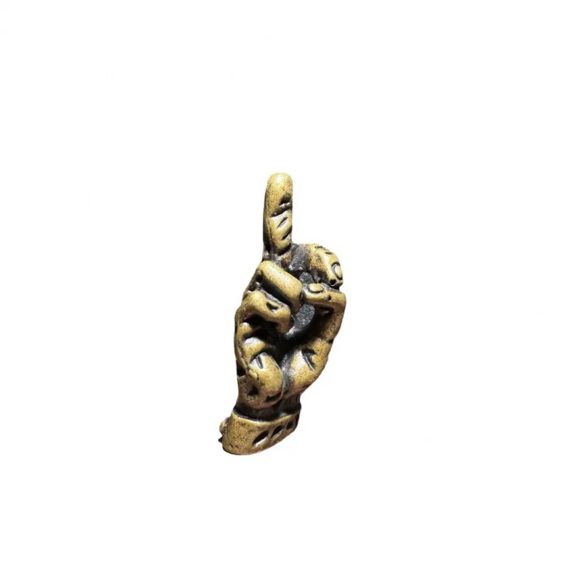 Vintage Brass Middle Finger Personality Fun Small Ornament International Gesture Disdain Prank Creative Decoration Small Copperw